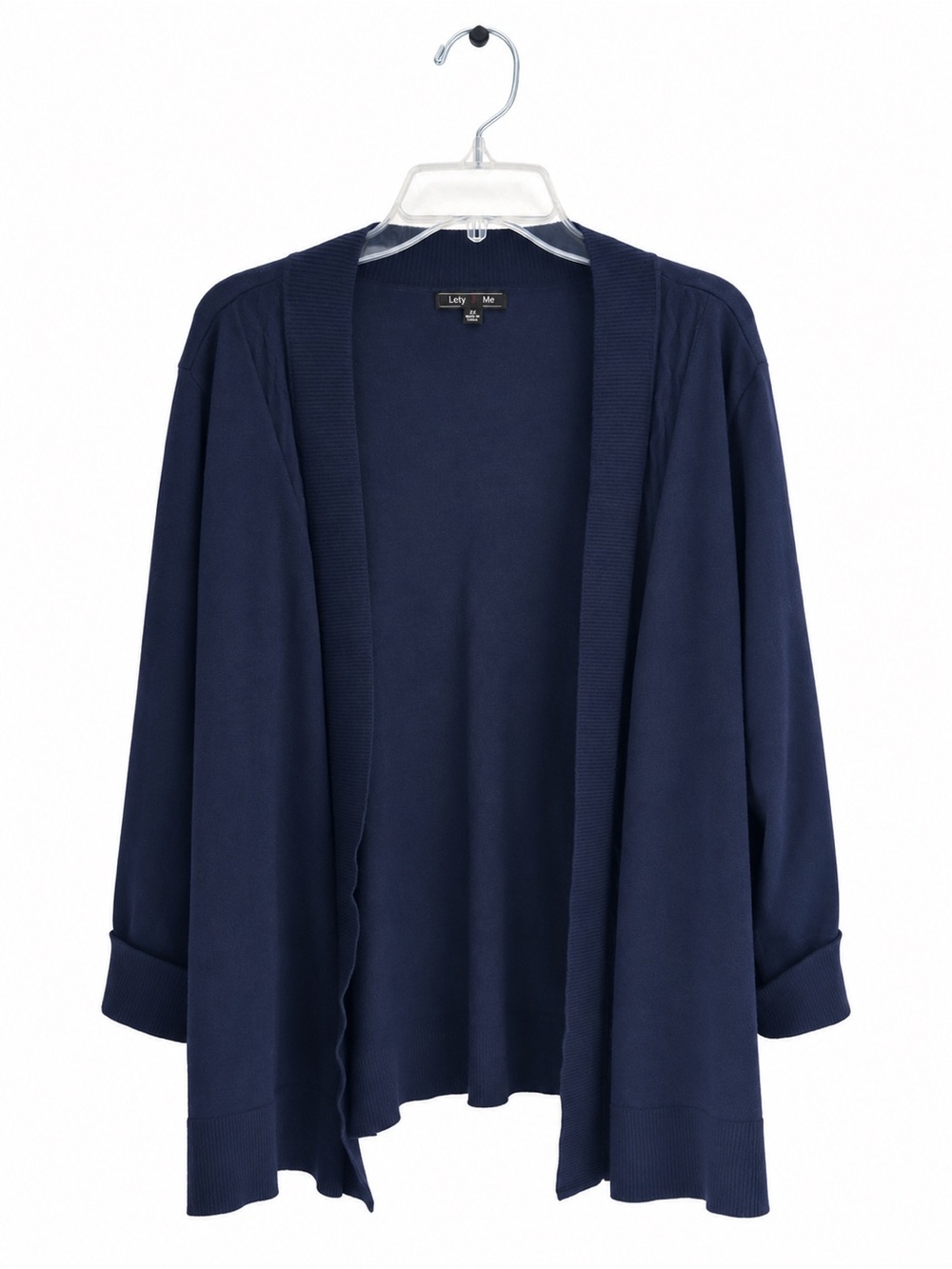 Lety & Me Women's Navy Cable-Front Sweater Cardigan Size 2X